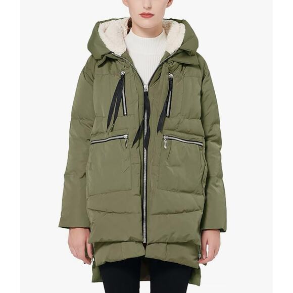 Orolay Womens Medium M Green Thickened Down Jacket Water Resistant Warm Pockets - Picture 15 of 16